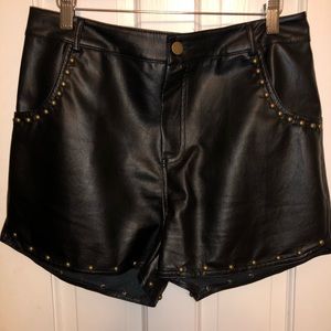*SOLD* Faux leather studded shorts